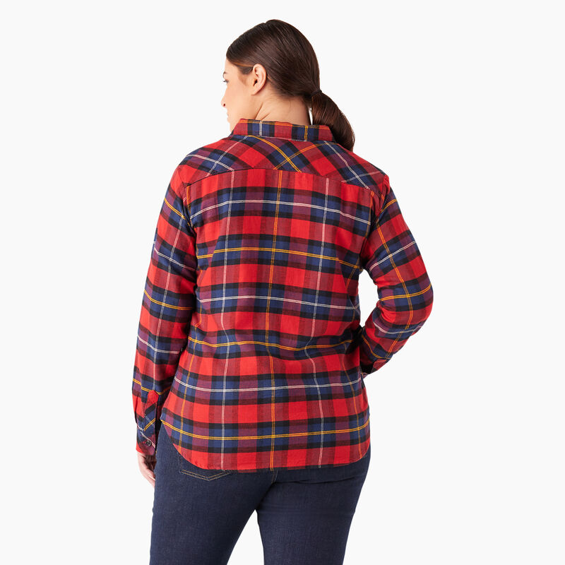 Dickies Plus Long Sleeve Plaid Flannel Shirt English Red Tartan ID-0MXLM3vM