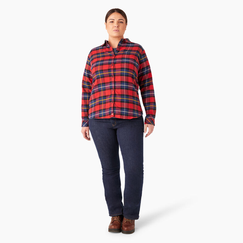Dickies Plus Long Sleeve Plaid Flannel Shirt English Red Tartan ID-0MXLM3vM