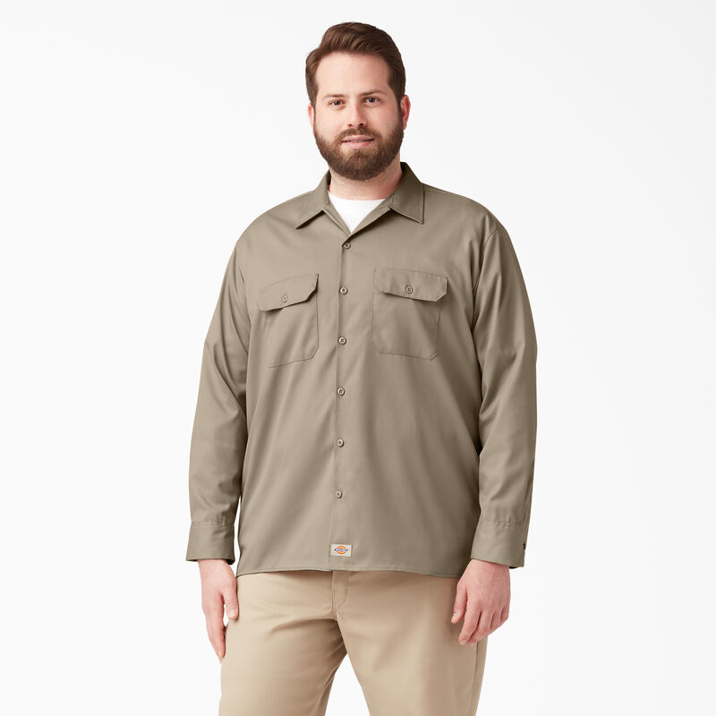 Dickies Relaxed Fit Long Sleeve Work Shirt Desert Sand ID-0X1Aw6bI