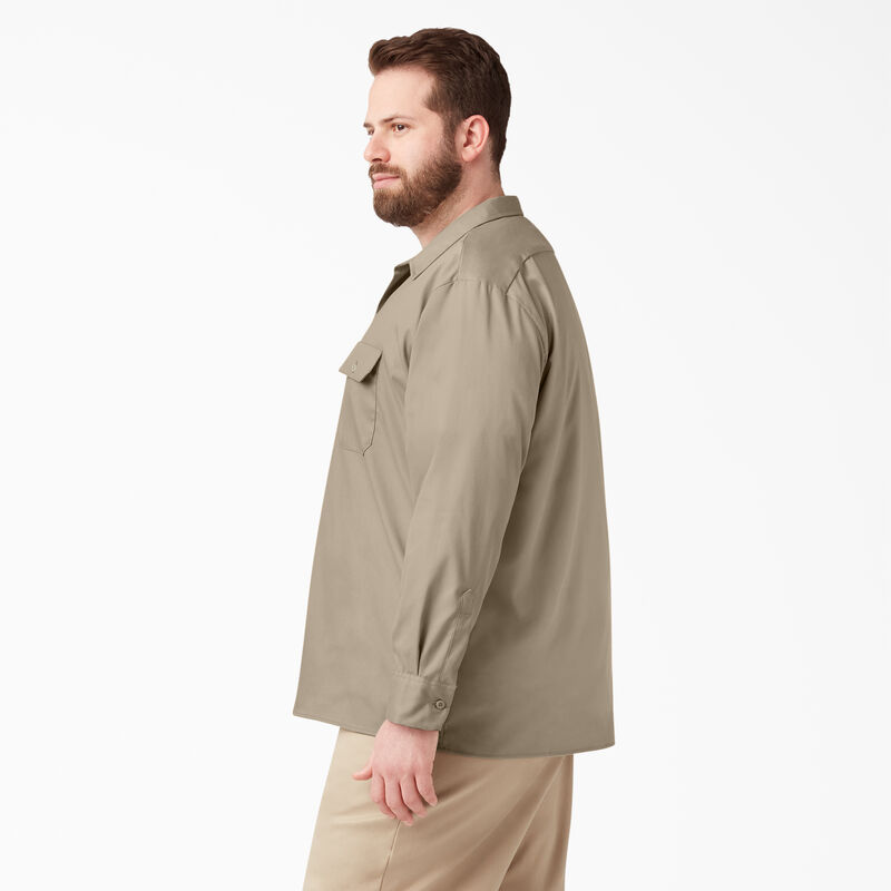 Dickies Relaxed Fit Long Sleeve Work Shirt Desert Sand ID-0X1Aw6bI