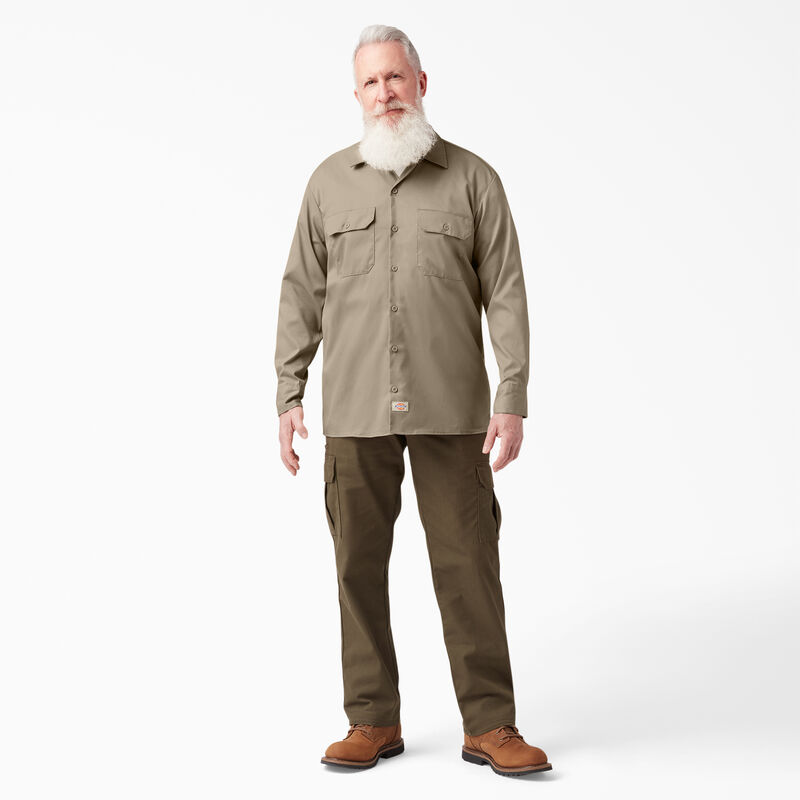 Dickies Relaxed Fit Long Sleeve Work Shirt Desert Sand ID-0X1Aw6bI