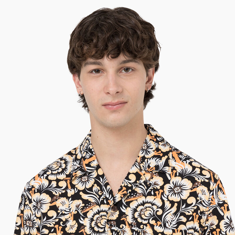 Dickies Roseburg Short Sleeve Shirt Brown Floral Print ID-18OyQtQx