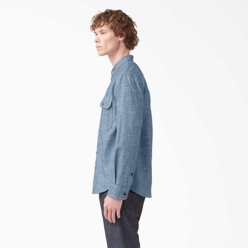 Dickies 1922 Long Sleeve Work Shirt Rinsed Blue Chambray ID-1VnOVeo6