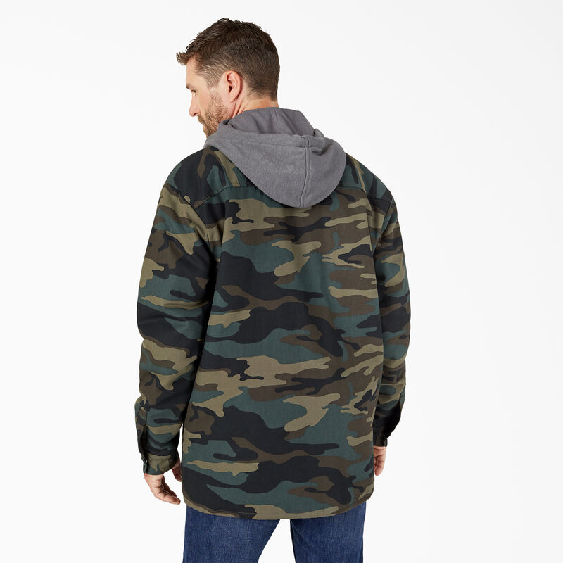 Dickies Water Repellent Duck Hooded Shirt Jacket Hunter Green Camo ID-2RF5O5k2