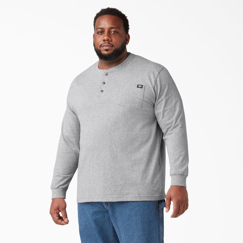 Dickies Heavyweight Long Sleeve Henley T-Shirt Heather Gray ID-331x9515