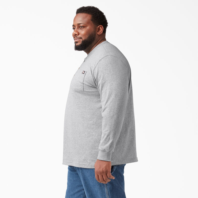 Dickies Heavyweight Long Sleeve Henley T-Shirt Heather Gray ID-331x9515