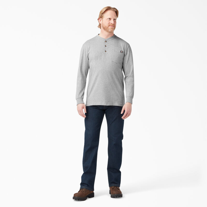 Dickies Heavyweight Long Sleeve Henley T-Shirt Heather Gray ID-331x9515