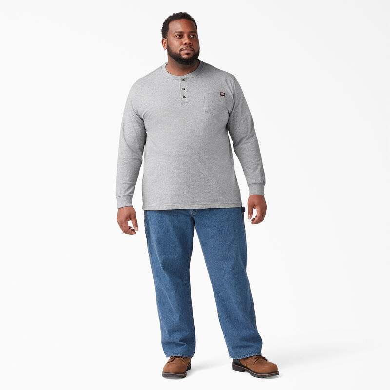 Dickies Heavyweight Long Sleeve Henley T-Shirt Heather Gray ID-331x9515