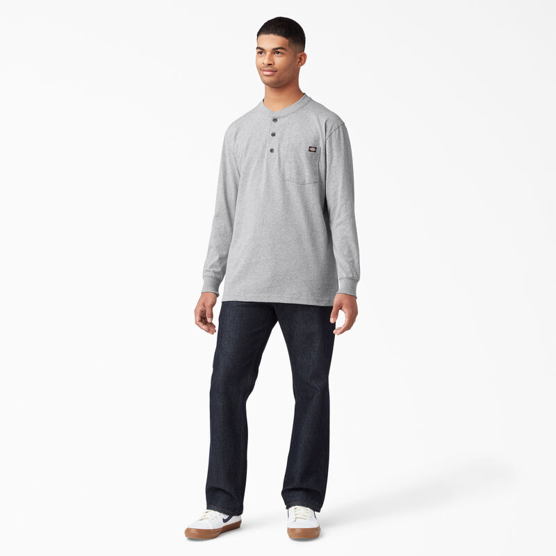 Dickies Heavyweight Long Sleeve Henley T-Shirt Heather Gray ID-331x9515