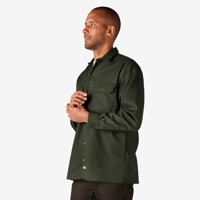 Dickies Long Sleeve Work Shirt Olive Green ID-3L1fnNua