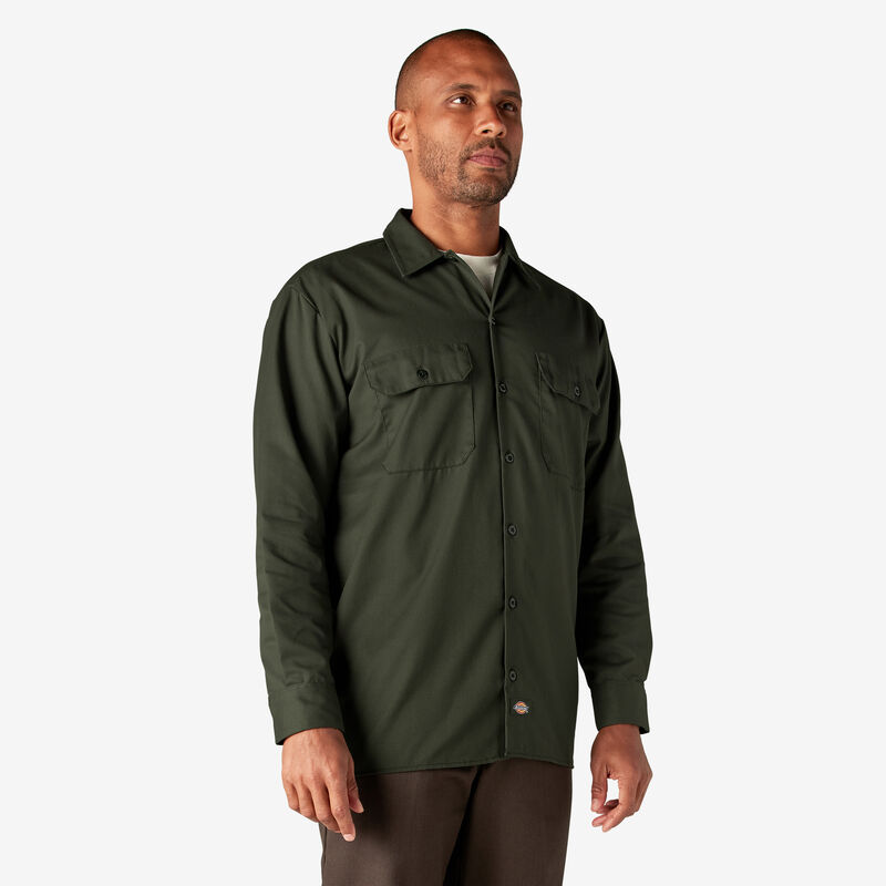 Dickies Long Sleeve Work Shirt Olive Green ID-3L1fnNua