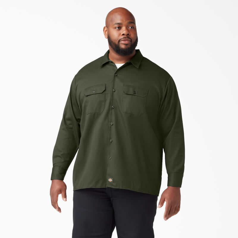 Dickies Long Sleeve Work Shirt Olive Green ID-3L1fnNua