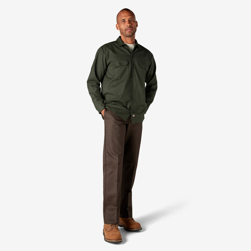 Dickies Long Sleeve Work Shirt Olive Green ID-3L1fnNua