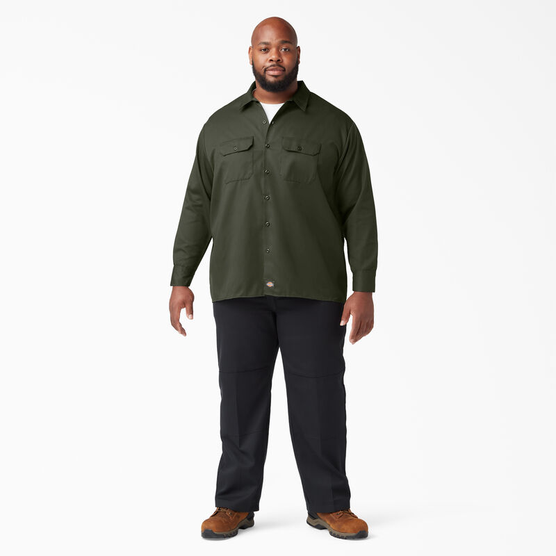 Dickies Long Sleeve Work Shirt Olive Green ID-3L1fnNua