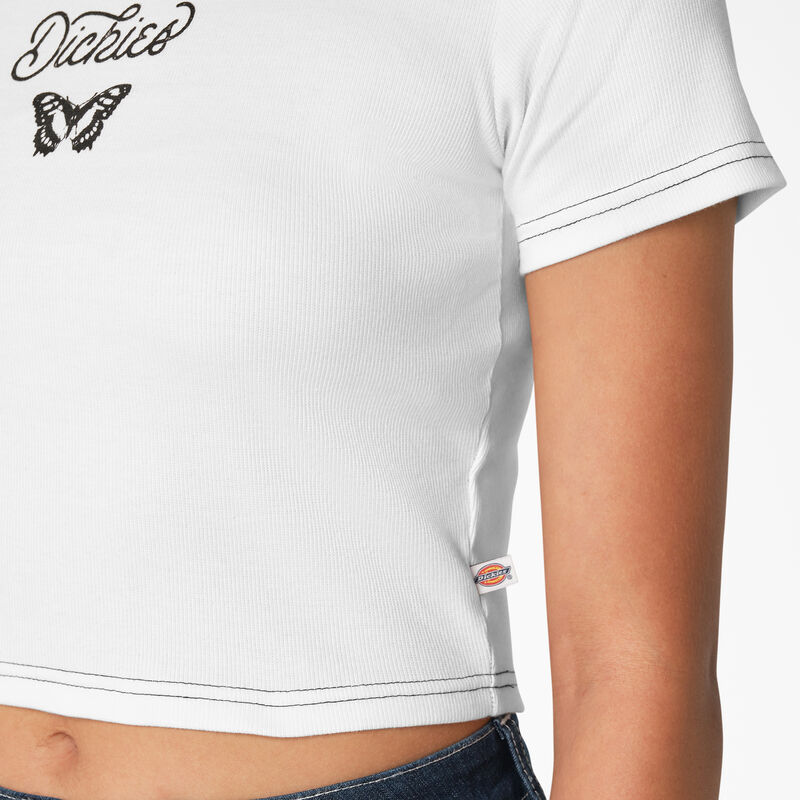 Dickies Butterfly Graphic Cropped Baby T-Shirt White ID-3atCgFz1