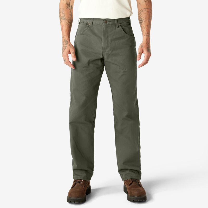 Dickies Relaxed Fit Heavyweight Duck Carpenter Pants Rinsed Moss Green ID-3egVukFS