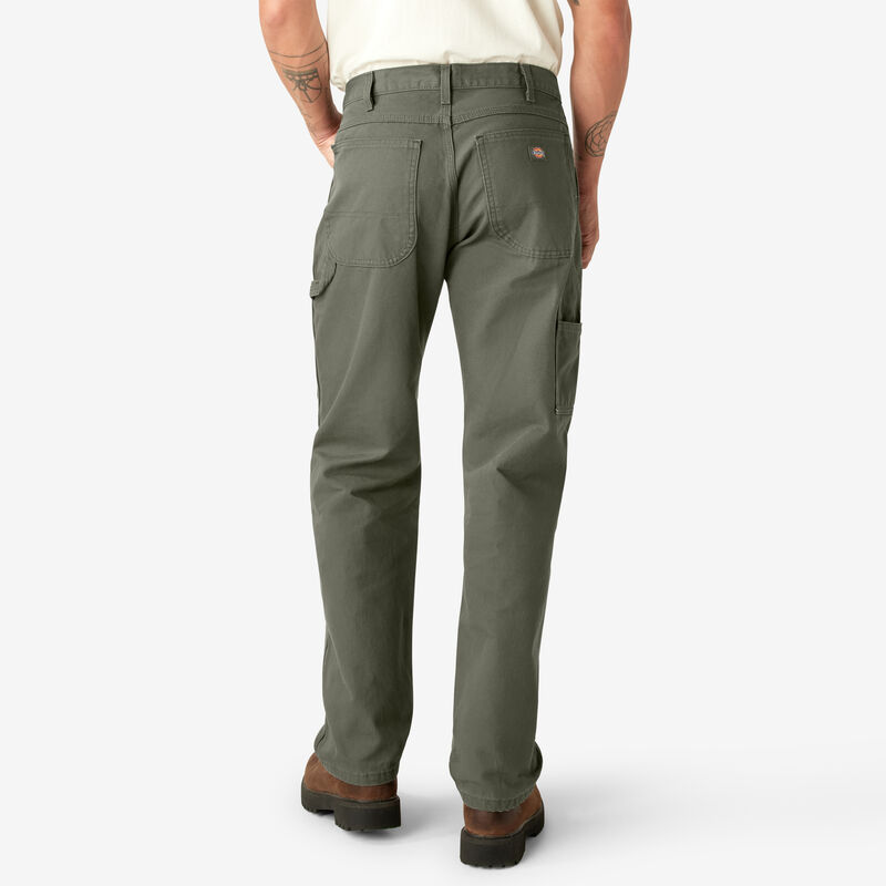 Dickies Relaxed Fit Heavyweight Duck Carpenter Pants Rinsed Moss Green ID-3egVukFS