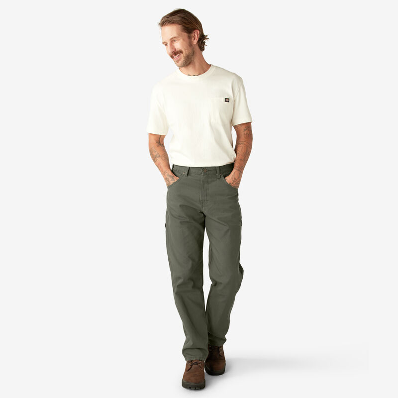 Dickies Relaxed Fit Heavyweight Duck Carpenter Pants Rinsed Moss Green ID-3egVukFS