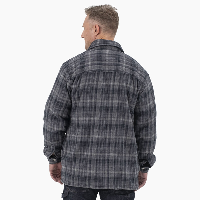 Dickies Water Repellent Fleece-Lined Flannel Shirt Jacket Charcoal/Black Ombre Plaid ID-3iixNPBx
