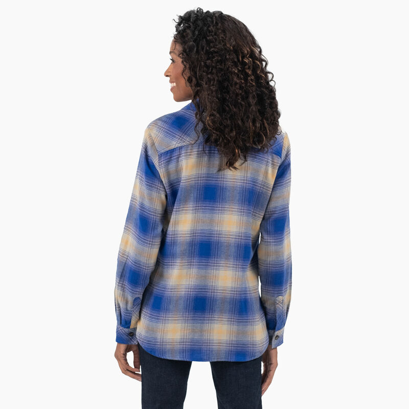 Dickies Plaid Flannel Long Sleeve Shirt Surf Blue/Fireside Ombre Plaid ID-3opVMisT