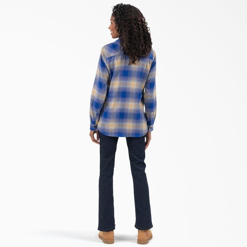 Dickies Plaid Flannel Long Sleeve Shirt Surf Blue/Fireside Ombre Plaid ID-3opVMisT