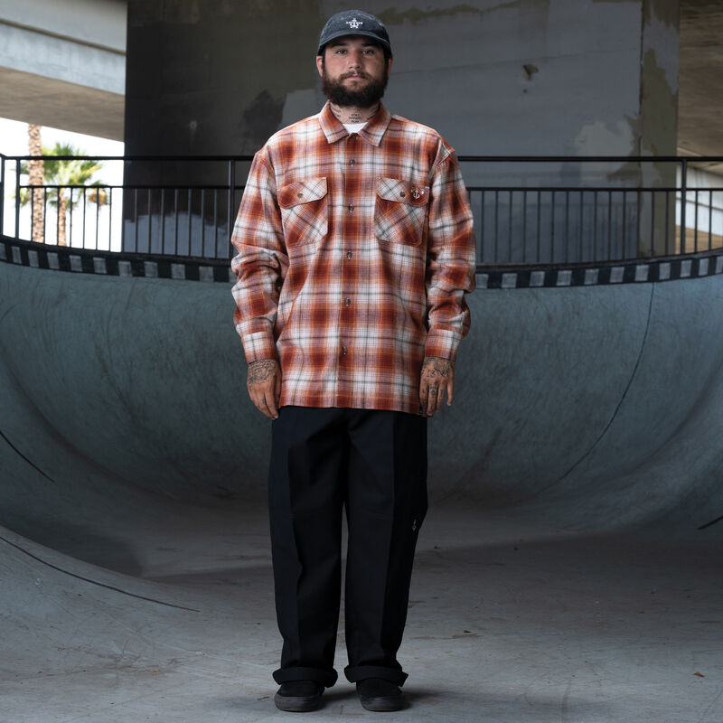 Dickies Ronnie Sandoval Brushed Flannel Shirt Burnt Ombre Plaid ID-3tpCXfmS