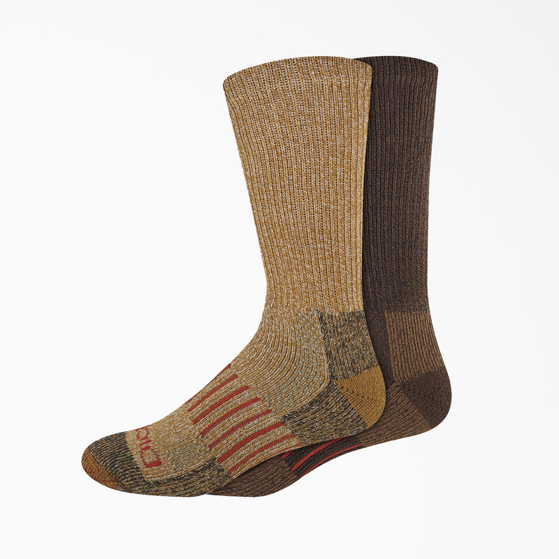 Dickies Steel Toe Moisture Control Crew Socks, Size 6-12, 2-Pack Brown Duck ID-3wSoXV2r
