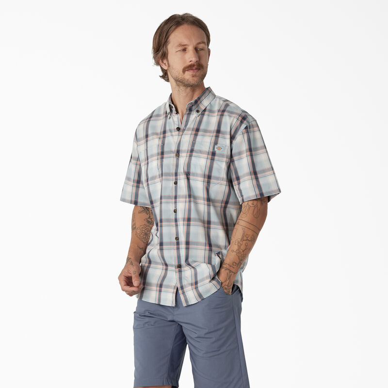 Dickies Short Sleeve Woven Shirt Clear Blue High Plains Plaid ID-3yCtXDu3