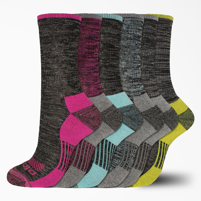 Dickies Moisture Control Free Run Crew Socks, Size 6-9, 6-Pack Black ID-440BzQhC