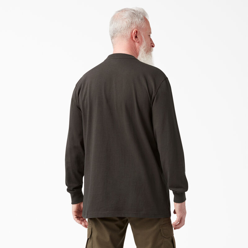 Dickies Heavyweight Long Sleeve Henley T-Shirt Chocolate Brown ID-4JhQYLos