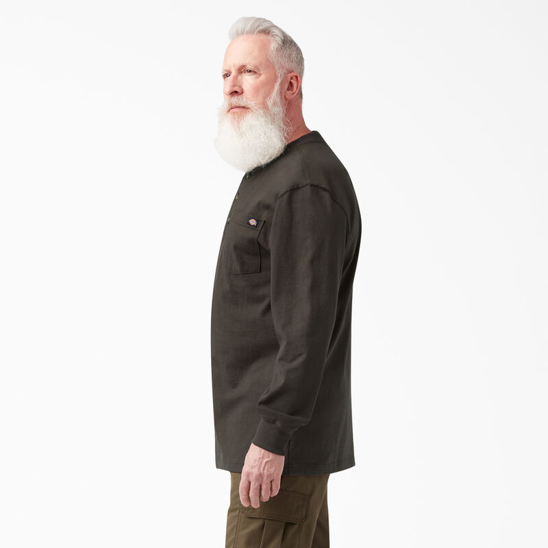 Dickies Heavyweight Long Sleeve Henley T-Shirt Chocolate Brown ID-4JhQYLos