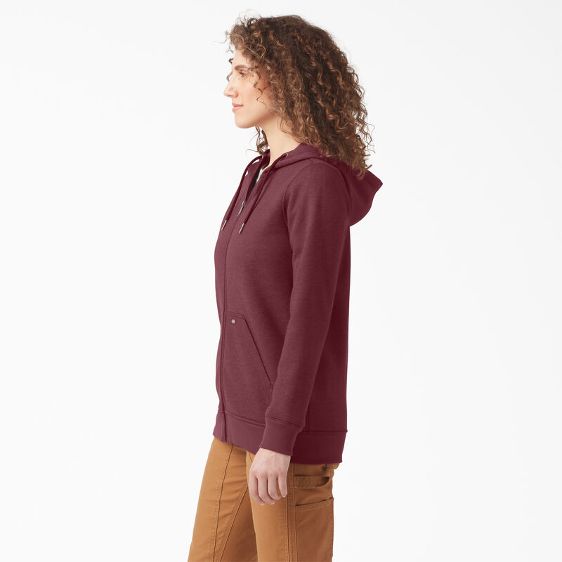 Dickies Heavyweight Full-Zip Fleece Hoodie Burgundy Heather ID-4eZJDLDQ
