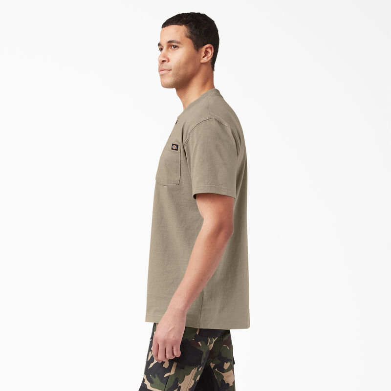 Dickies Heavyweight Short Sleeve Henley T-Shirt Desert Sand ID-4fkQhTsC
