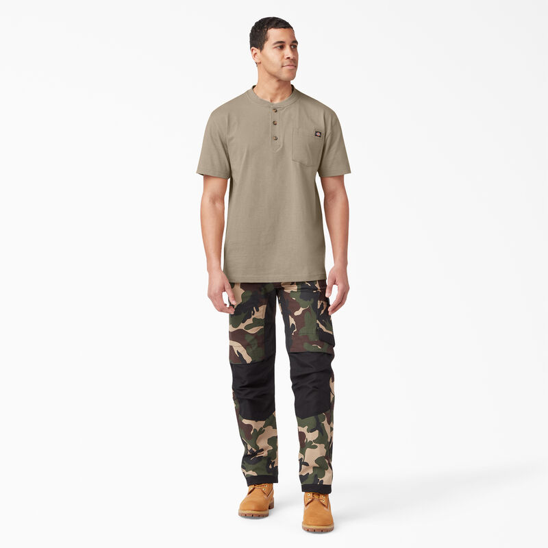 Dickies Heavyweight Short Sleeve Henley T-Shirt Desert Sand ID-4fkQhTsC