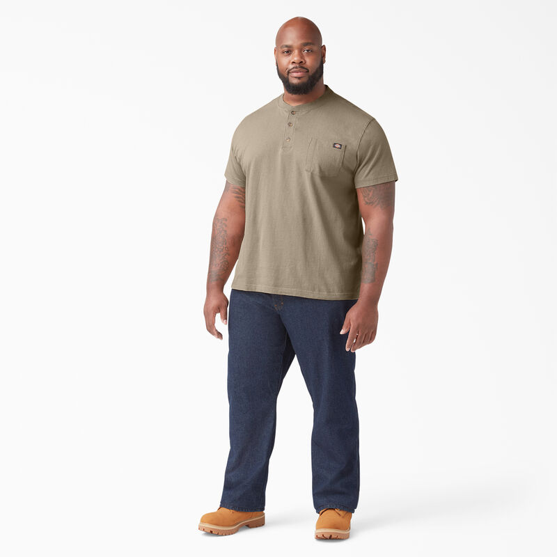 Dickies Heavyweight Short Sleeve Henley T-Shirt Desert Sand ID-4fkQhTsC