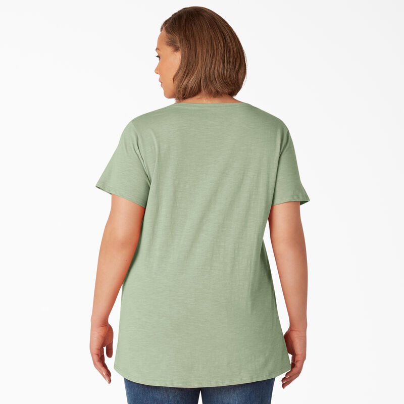 Dickies Plus Short Sleeve V-Neck T-Shirt Celadon Green ID-4jli0nEI