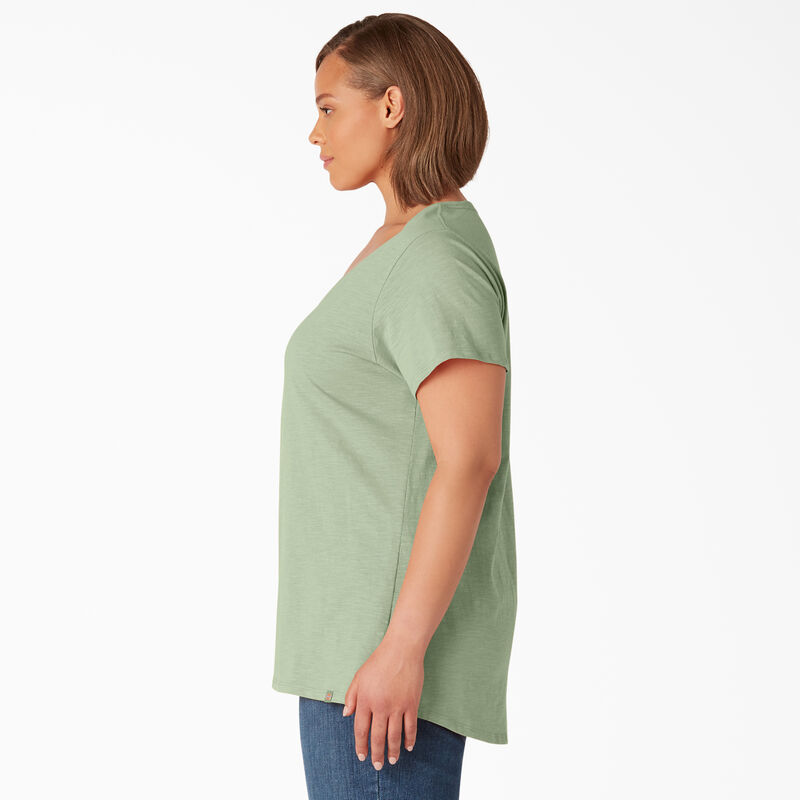 Dickies Plus Short Sleeve V-Neck T-Shirt Celadon Green ID-4jli0nEI