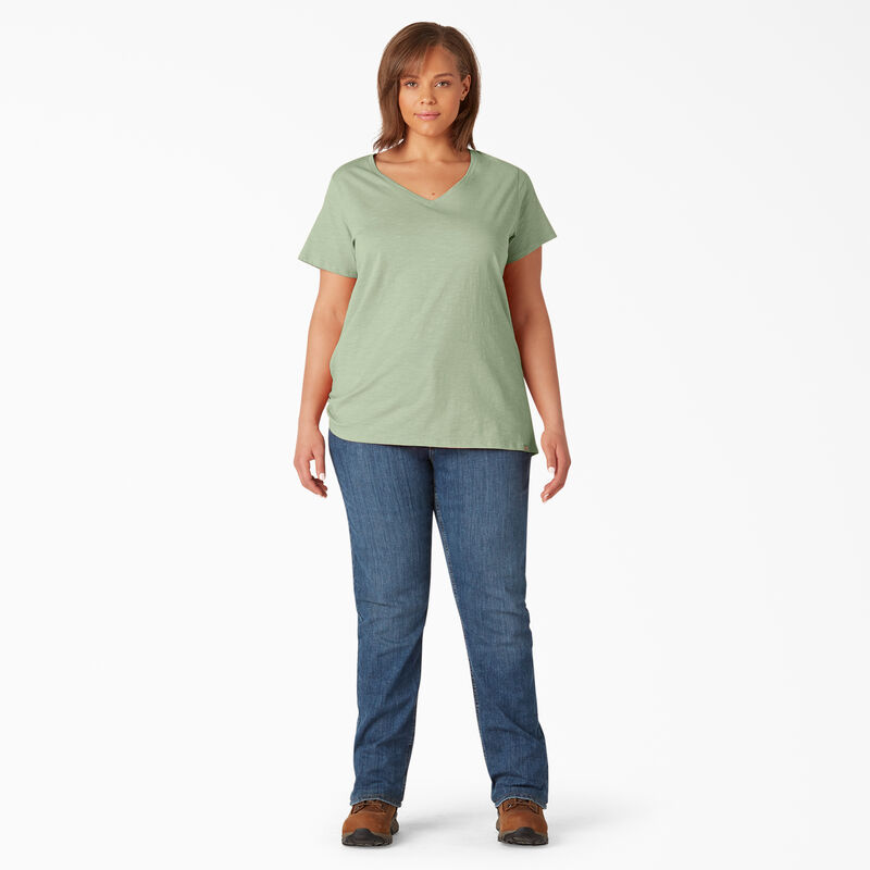 Dickies Plus Short Sleeve V-Neck T-Shirt Celadon Green ID-4jli0nEI