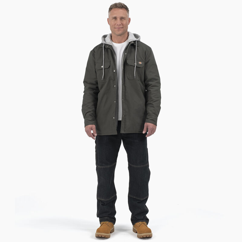 Dickies Duck Hooded Shirt Jacket Olive Green ID-4wtfuJgH