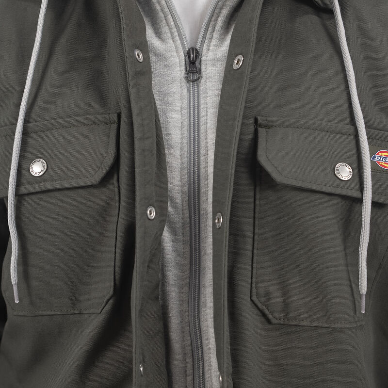 Dickies Duck Hooded Shirt Jacket Olive Green ID-4wtfuJgH