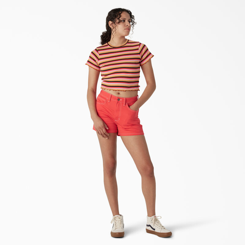 Dickies Striped Cropped Baby T-Shirt Orange Explorer Stripe ID-53YXYqQl