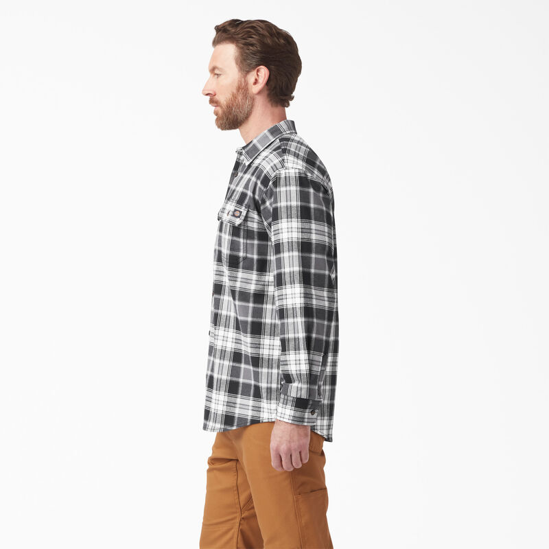 Dickies FLEX Long Sleeve Flannel Shirt Charcoal/Black Plaid ID-5FH1XKv9