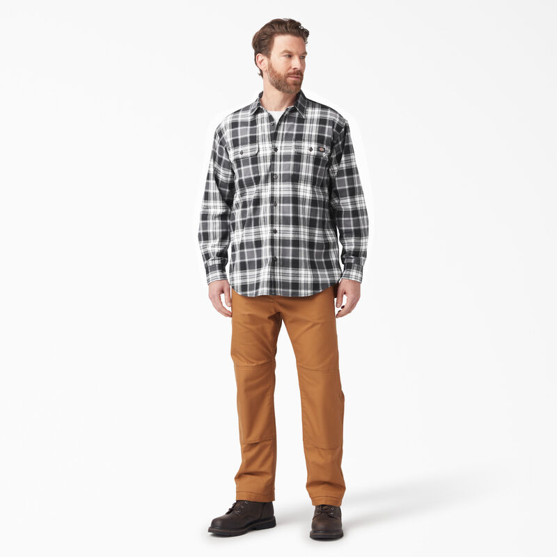 Dickies FLEX Long Sleeve Flannel Shirt Charcoal/Black Plaid ID-5FH1XKv9