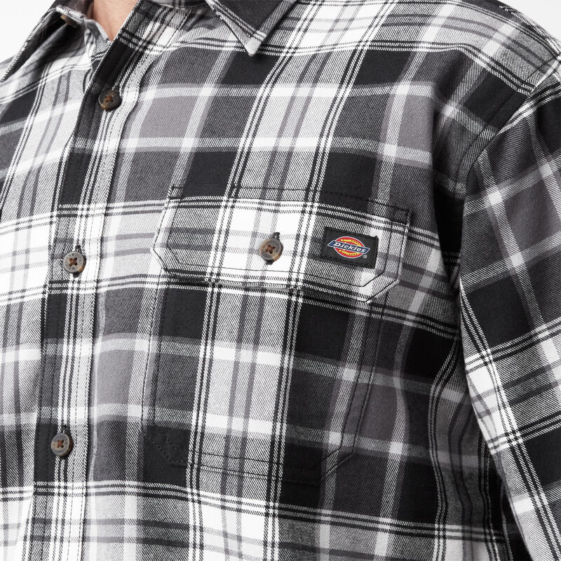 Dickies FLEX Long Sleeve Flannel Shirt Charcoal/Black Plaid ID-5FH1XKv9