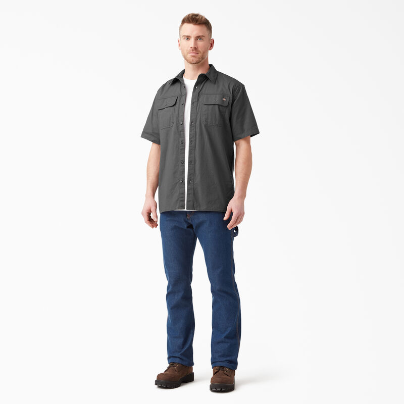 Dickies Short Sleeve Ripstop Work Shirt Rinsed Slate ID-5UtGlu8B
