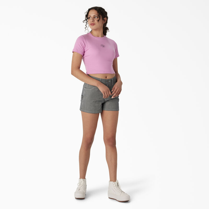 Dickies Embroidered Cropped Baby T-Shirt Wild Rose ID-5Ux7wLEb
