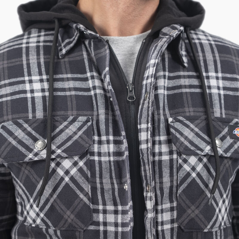 Dickies Flannel Hooded Shirt Jacket Black/Charcoal Plaid ID-5eMdy8cY
