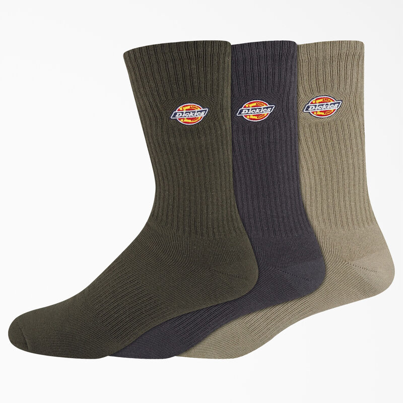 Dickies Embroidered Crew Socks, Size 6-12, 3-Pack Assorted Colors ID-65V7MQHh