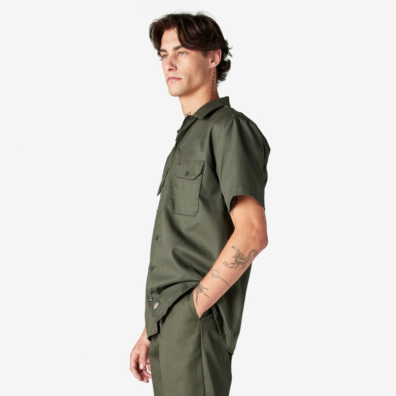 Dickies Short Sleeve Work Shirt Olive Green ID-6cVyB99w