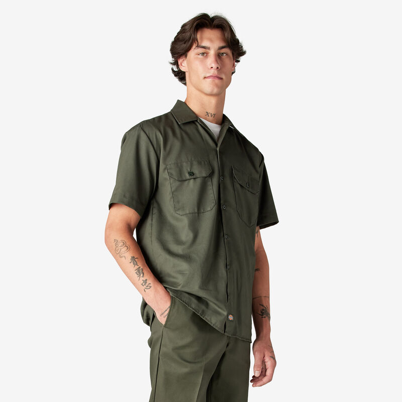 Dickies Short Sleeve Work Shirt Olive Green ID-6cVyB99w